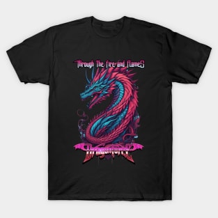Through the fire and flames cyberpunk dragon T-Shirt
